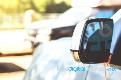 Side Windows Of Cars Stock Photo