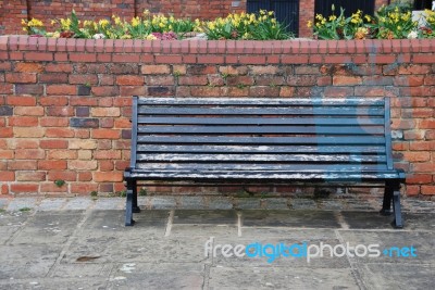 Sidewalk Bench Stock Photo