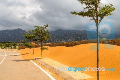 Sidewalk Cover In Sand Stock Photo