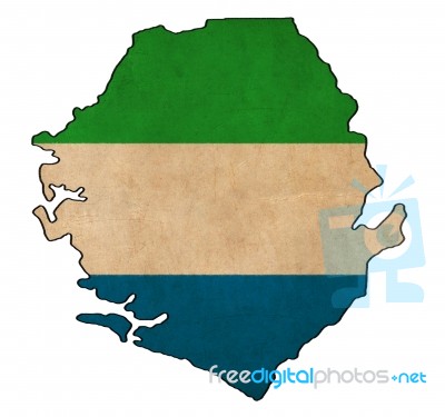 Sierra Leone Map On  Flag Drawing ,grunge And Retro Flag Series Stock Image