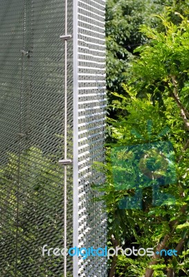 Sieve Iron Cast Wall With Nature Stock Photo