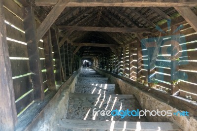 Sighisoara, Transylvania/romania - September 17 : Wooden Tunnel Stock Photo