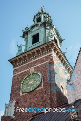 Sigismund Tower And Clock In Krakow Stock Photo