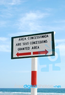 Sign At The Beach (granted Area) Stock Photo