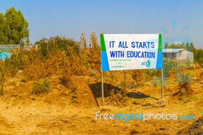 Sign By The Road In Bahir Dar Stock Photo