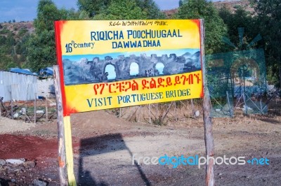 Sign By The Road In Ethiopia Stock Photo