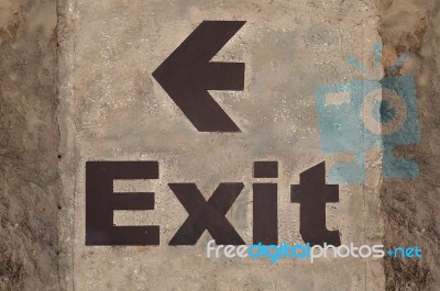 Sign Exit On Wall Stock Photo