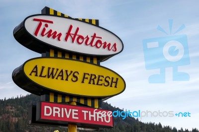 Sign For Tim Horton's Coffee Shop Stock Photo