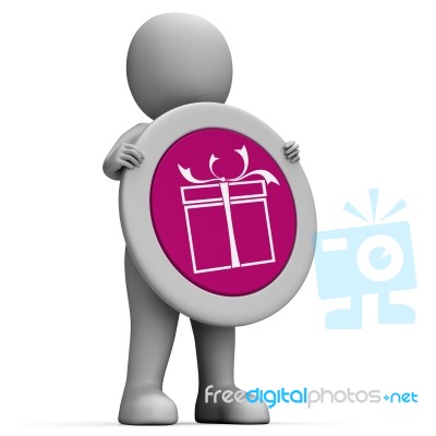 Sign Gift Means Package Box And Gift-box Stock Image