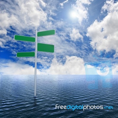 Sign In The Ocean - 3d Illustration Stock Image