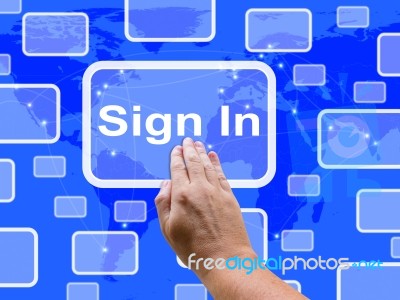 Sign In Touch Screen Shows Website Logins And Sign In Stock Image