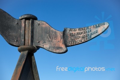 Sign Indicating The Beginning Of Offa's Dyke Path Near Prestatyn… Stock Photo