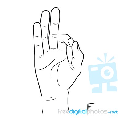 Sign Language And The Alphabet,the Letter F Stock Image