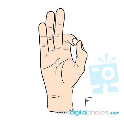 Sign Language And The Alphabet,the Letter F Stock Image