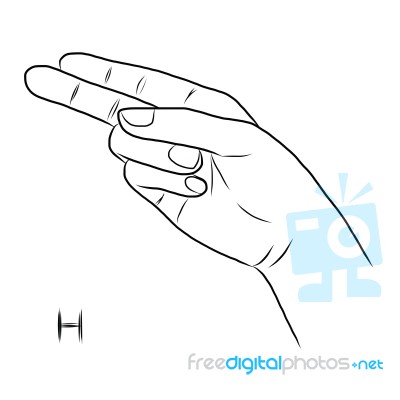 Sign Language And The Alphabet,the Letter H Stock Image