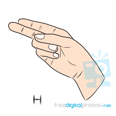 Sign Language And The Alphabet,the Letter H Stock Image