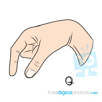 Sign Language And The Alphabet,the Letter Q Stock Image