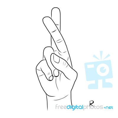 Sign Language And The Alphabet,the Letter R Stock Image