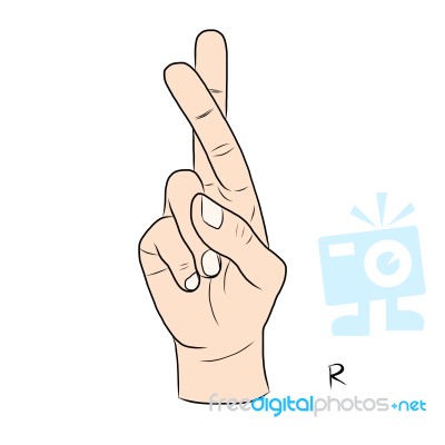 Sign Language And The Alphabet,the Letter R Stock Image