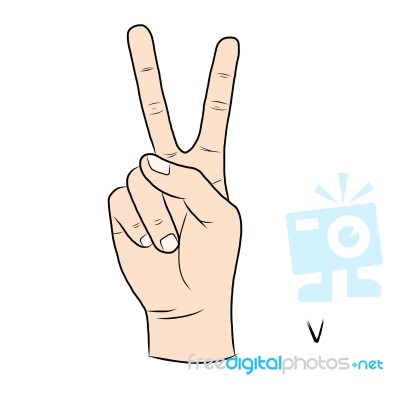 Sign Language And The Alphabet,the Letter V Stock Image