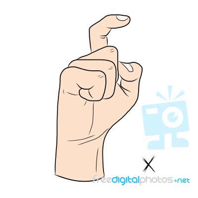 Sign Language And The Alphabet,the Letter X Stock Image