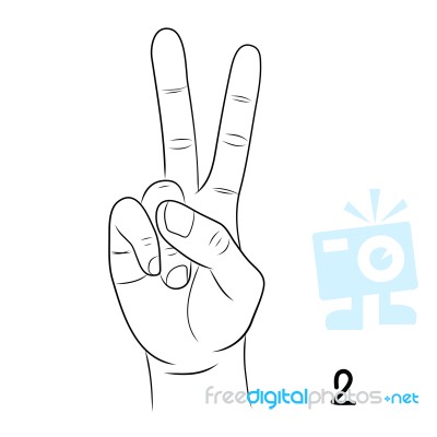 Sign Language,number 2 Stock Image