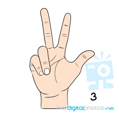 Sign Language,number 3 Stock Image