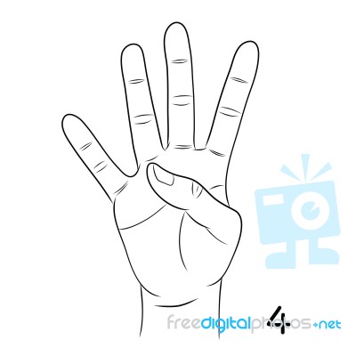 Sign Language,number 4 Stock Image