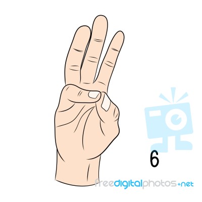 Sign Language,number 6 Stock Image