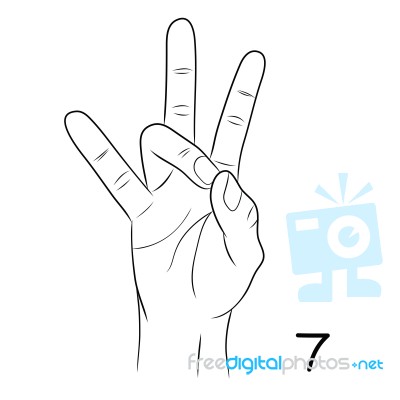 Sign Language,number 7 Stock Image