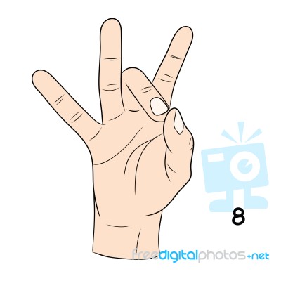 Sign Language,number 8 Stock Image