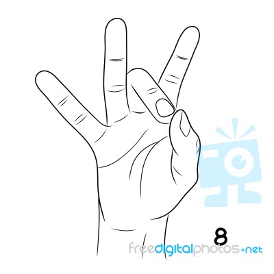 Sign Language,number 8 Stock Image