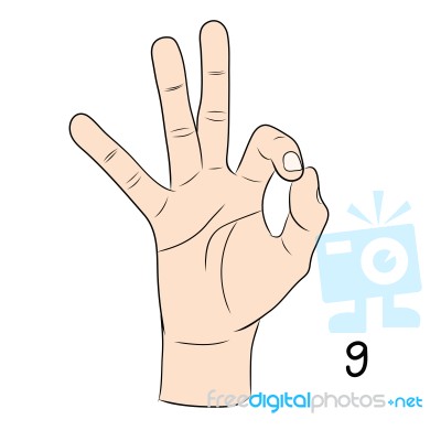 Sign Language,number 9 Stock Image