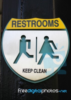 Sign Of Public Restroom Stock Photo