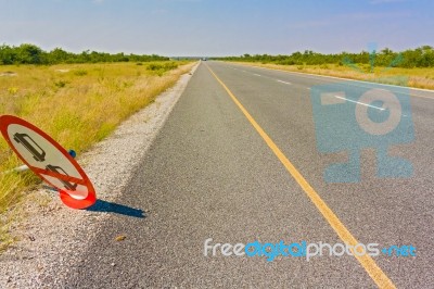 Sign On The Road Stock Photo