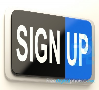 Sign Up Button Showing Website Registration Stock Image