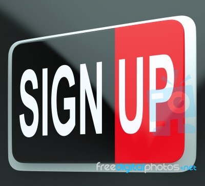 Sign Up Button Shows Members Stock Image