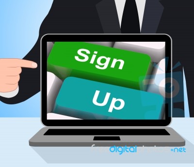 Sign Up Computer Mean Registration And Membership Stock Image