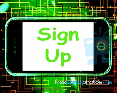 Sign Up On Phone Shows Join Membership Register Stock Image