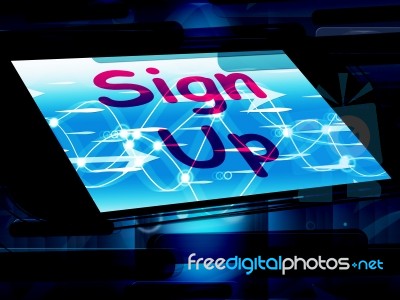 Sign Up On Screen Shows Join Membership Register Stock Image