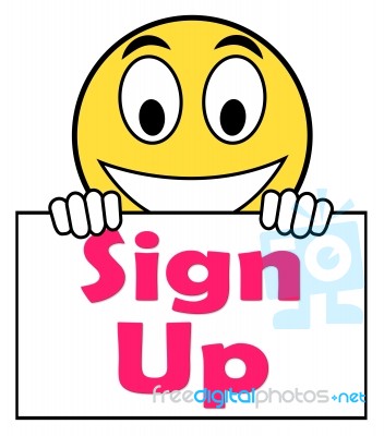 Sign Up On Sign Shows Register Online Stock Image