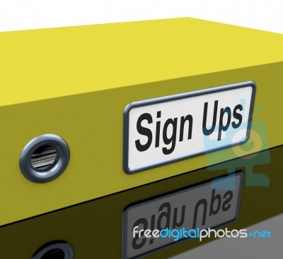 Sign Ups Shows Paperwork Membership And Folders Stock Image