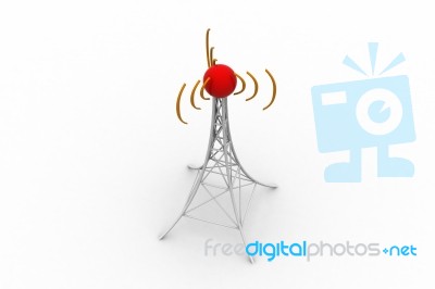 Signal Tower With Networking Stock Image