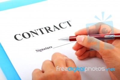 Signing Contract Stock Photo