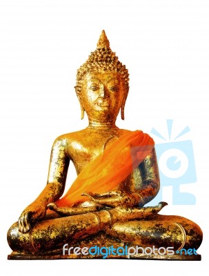 Sihing Buddha On A White Background Stock Photo