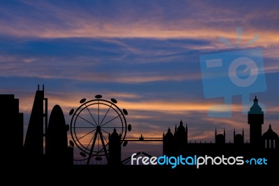 Silhouette Background Of London City Skyline Stock Image