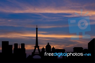 Silhouette Background Of Paris City Skyline Stock Image