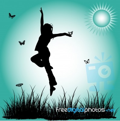 Silhouette Ballerina In Nature Stock Image