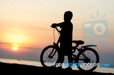 Silhouette Boy Stock Photo