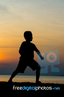 Silhouette Boy Stock Photo